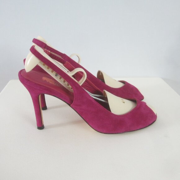 LK Bennett Womens 8 Purple Suede Slingback Pumps Peep Toe Heels Made Spain EU 39 - Picture 6 of 11